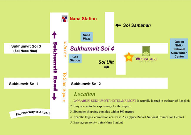 แผนที่โรงแรม วรบุรีสุขุมวิท โฮเทลแอนด์รีสอร์ท